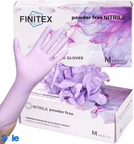 Nitrile Disposable Latex-Free Gloves Purple - 5mil 100PCS Latex/Powder-Free 12inch Cleaning M cal Ex