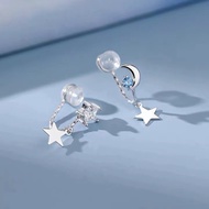 S925 Sterling Silver Star Moon Ear Clip Without Pierced Ears Female 2025 Style Light Luxury Style Hi