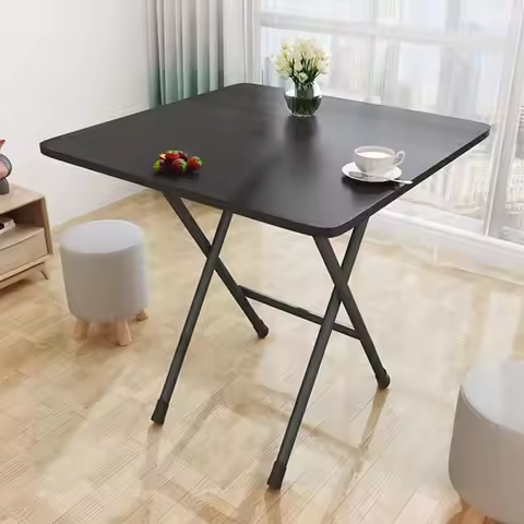 Folding Family Table Foldable Dinner Table Square Solid MDF 4 Persons Home office Study Computer Des