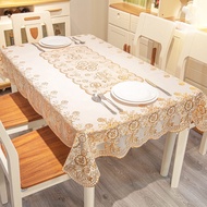 PVC Oval Square Tablecloth Luxury Living Room Tablecloth Silver Gold Oilproof Tablecloth Table Mat S