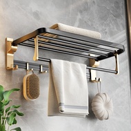 2 Layers Punch-free Towel Rack Bathroom Aluminium Towel Holder Bathroom Organizer Rack Toilet Cr