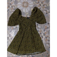 As1t280 (January 1) Women's Dress Printed Fabric Floral Pattern Puffed Sleeves Ypy Brand With Lining