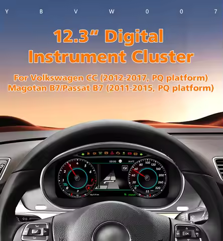 12.3" Digital LCD Virtual Speedometer Instrument Cluster Gauge Panel For Volkswagen CC Magotan B7 Pa