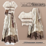 Boho Chic Top & Lace Skirt Set - Wasteland Inspired Outfit