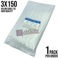 100pcs White Nylon Cable Tie 3X150MM Heavy Duty 