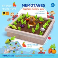[Ready Stock] Vegetable Carrot Farm Memotages Memory Game Match Wooden Children Toy Education Train 