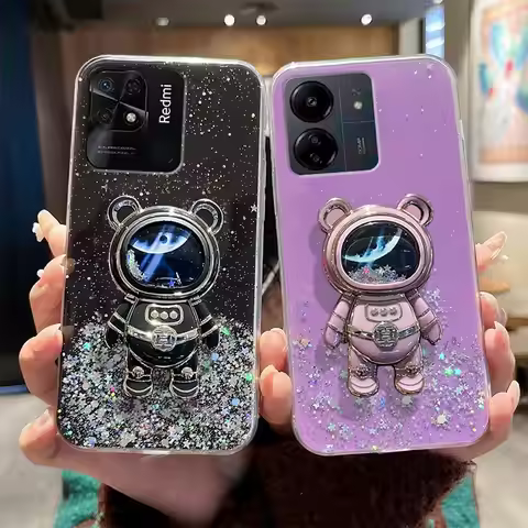 Redmi13c Quicksand Astronaut Holder Case On For Xiaomi Redmi 13c 12c 10 12 4g 9 9c A1 A2 Redmi9c Sta