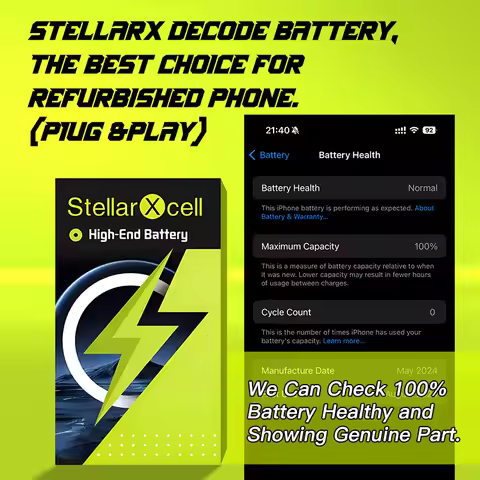 StellarXcell decode battery show genuine no unknow part show 100healthy no pop for iPhone11pro 12 13