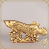 Feng Shui Arowana Fish Statue, Decorative Decor, Wish-fulfilling Golden Dragon Fish Holding Fortune 