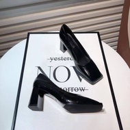 WGBHuilm Womens High Heel Heel 8cm High Temperament Retro Coarse Heel Womens Shoes 2024 New Korean F