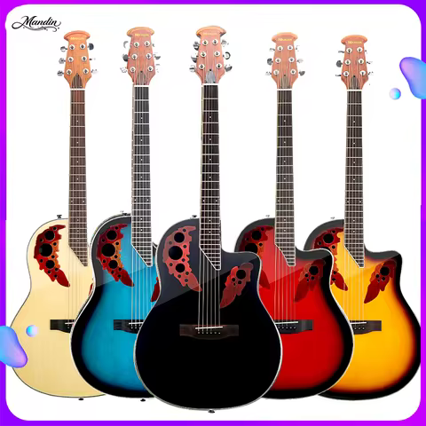 Mandin SFT Solid Folk Guitar 41 36 38 40 inch P1 Grape soundhole Electric Box Carbon fiber travel Bl