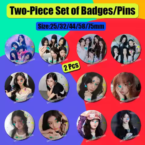 For I-ILLIT ICONIC BY MISTAKE Y-Yunah W-Wonhee M-Moka M-Minju I-Iroha Badge Pin Insignia 2 Pcs Set R