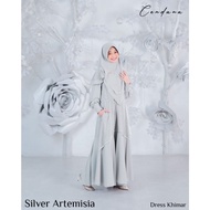 Aden Hijab-Cendana Series Gamis Kids Satin Ceruty Set Khimar Silver