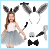 WITTE 4PCS Donkey Costume Set, Bow Tie Funny Donkey Headband,  Tail Nose Animal Donkey Ears Headband
