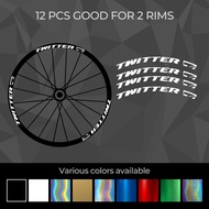 TWITTER (12 pcs) Wheel Rim Sticker Decal Vinyl For Mountain Bike Or Road Bike