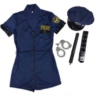 Blue Female Cop Offr Uniform Pol Halloween Party Cosplay Polwomen Fancy Costume Full Set