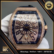 [TOP QUALITY] FM VANGUARD YACHTING V45 18K ROSE GOLD FULL DIAMOND MEN WATCH LUXURY AUTOMATIC JAM TANGAN LELAKI