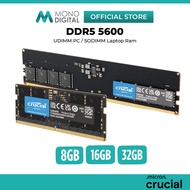 CRUCIAL DDR5 5600MHZ / PRO KIT 5600MHZ RAM DESKTOP PC (UDIMM) / LAPTOP NOTEBOOK (SODIMM) MEMORY RAM 