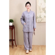 Lay Suit Female Male Meditation Suit Buddhist Style Zen Sea Green Mercerized Cotton Spring Four Seas