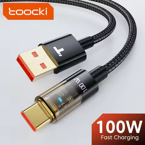 Toocki 6A 100W Transparent Type-C Cable 480Mbps Data Transmission Fast Charging USB C Cable For Sams