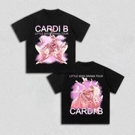 Cardi B Inspired Little Miss Drama Tour 2026 Baju uniseks 100% kapas O-neck Lelaki Y2k Hip Hop Lenga