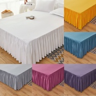 Solid Color Brushed Bed Skirt Bedspread with Lace Skirting Wedding Bedsheet Cover Single Queen King 