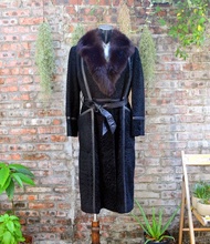 【VINTAGE古著】意大利製羔羊皮長外套狐狸毛領口 Lamb Skin Coat