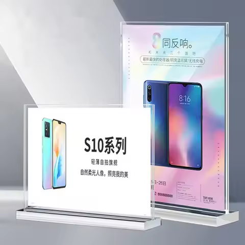 2Pcs Acrylic Panel Menu Display Stand Sponge Table Card Sign Holder Album Postcard Restaurant Menu D