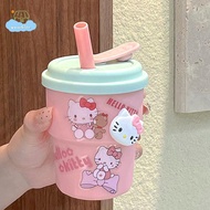 [LI] Cute Straw Cup 420ML Large Capacity Plastic Coffee Cup Fashion Cartoon Water Bottle Birthday Gi