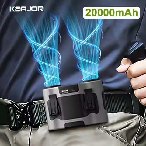 Portable Waist Fan 20000mAh Outdoor Hanging Neck Fan with Power Bank 5 Strong Wind Portable Waist Cl