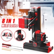 8-in-1 Mini Lathe Machine Multi-functional Metal Wood Plastic Lathe Jigsaw Grinder Driller Milling Drilling Sanding Tool