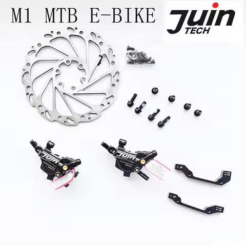Juin Tech-M1 Mountain Bicycle Electric Bike Disc Brake Set, Cable Line Pull Hydraulic Disc Caliper, 