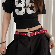 BASIC unisex small belt black red white with personality y2k Punk star y2k belt