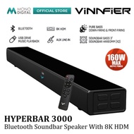 VINNFIER HYPERBAR 3000 WIRELESS BLUETOOTH SOUNDBAR SPEAKER 160W WITH 8K HDMI/ AUX IN/ OPTICAL/ USB D