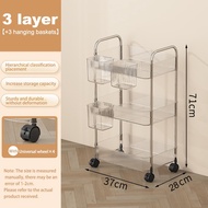 TROVE 4 Layer Transparent Trolley Cart Organizer Rack with Wheels Barthroom Basket Utility Cart