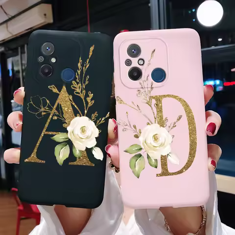 For Xiaomi Redmi 12C Case Silicone Rubber Soft TPU Cute Letters Phone Case Back Cover For Redmi 12C 