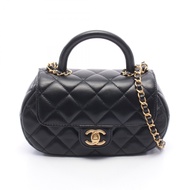 【二手】香奈兒 (Chanel) 絎縫TOP雙肩包 黑色羊皮 (Sheepskin) 絎縫TOP雙肩包 鏈條肩帶