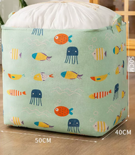 全城熱賣 - 家用大容量衣物收納箱(綠底魚)(100L（長50*寬40*高50cm））