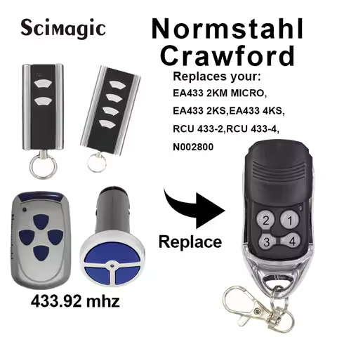 Normstahl CRAWFORD RCU 433 2K / RCU 433 4K remote control rolling code 433,92 MHz garage door gate r