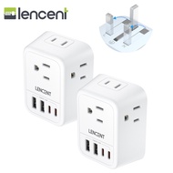 LENCEN US to UK Plug Adapter Foldable Type G Travel Outlet Adapter with 4 USB Charger(2 USB C) Power