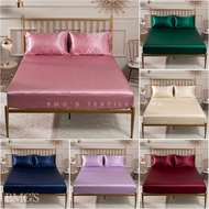 Bedsheet 3in1 Super Sports Satin Bedsheet with Pillowcase Set Bedsheet Fully Garterized Bedsheet Set