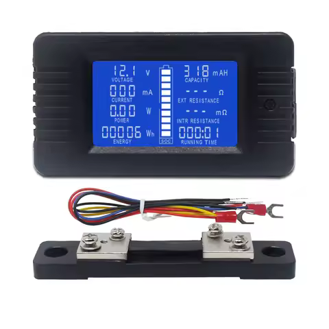 DC Voltmeter Ammeter Power Energy Digital Voltage Current Cap Ohm Hour SOC Meter LCD DC 60-200V 10A/