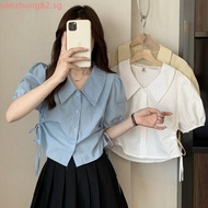 Casual Blouse Plain Ruched Button Blouse for Women L122AD109