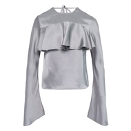 GANNI Women's Double Viscose Satin Long Sleeves Top 600075459