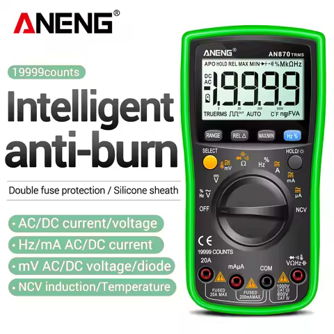ANENG AN870 Digital Multimeter 19999 Counts True Rms Multimeters Transistor Tester Voltimetro Profes