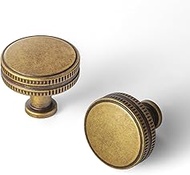 Goo-Ki 6 Pack Antique Bronze Cabinet Drawer Knobs - Vintage Retro Brass Bar Knob Single Hole Pull Ki