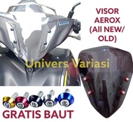 VISOR AEROX NEW OLD STANDAR + BAUT 4 BIJI PNP WINDSHIELD AEROX 155 CONNECTED BARU LAMA PISOR AEROX BENING FISOR AEROX RYBEN SMOKE CLEAR HITAM VISOR YAMAHA AEROX NEW WINSIL YAMAHA AEROX OLD ORIGINAL KACA ANGIN DEPAN BATOK KEPALA DEPAN AKRILIK TEBAL 2MM