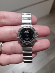Crocodile 鱷魚 黑錶盤 高級感 啞光錶帶 生活防水 石英鋼錶-手圍15公分
