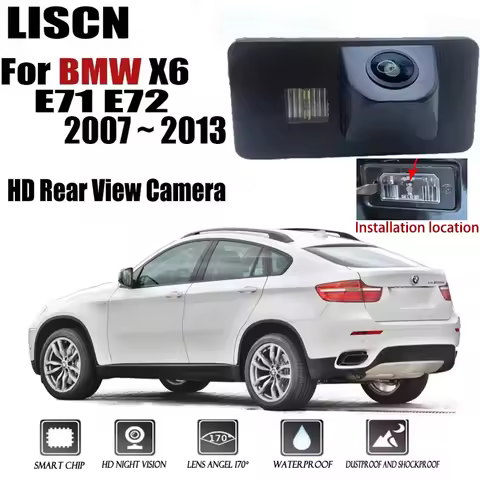 For BMW X6 E71 E72 2007 ~ 2013 HD Rear Camera CCD Night Vision Backup Parking Reversing Camera Licen