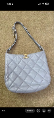 Chanel 23B藍灰色hobo包